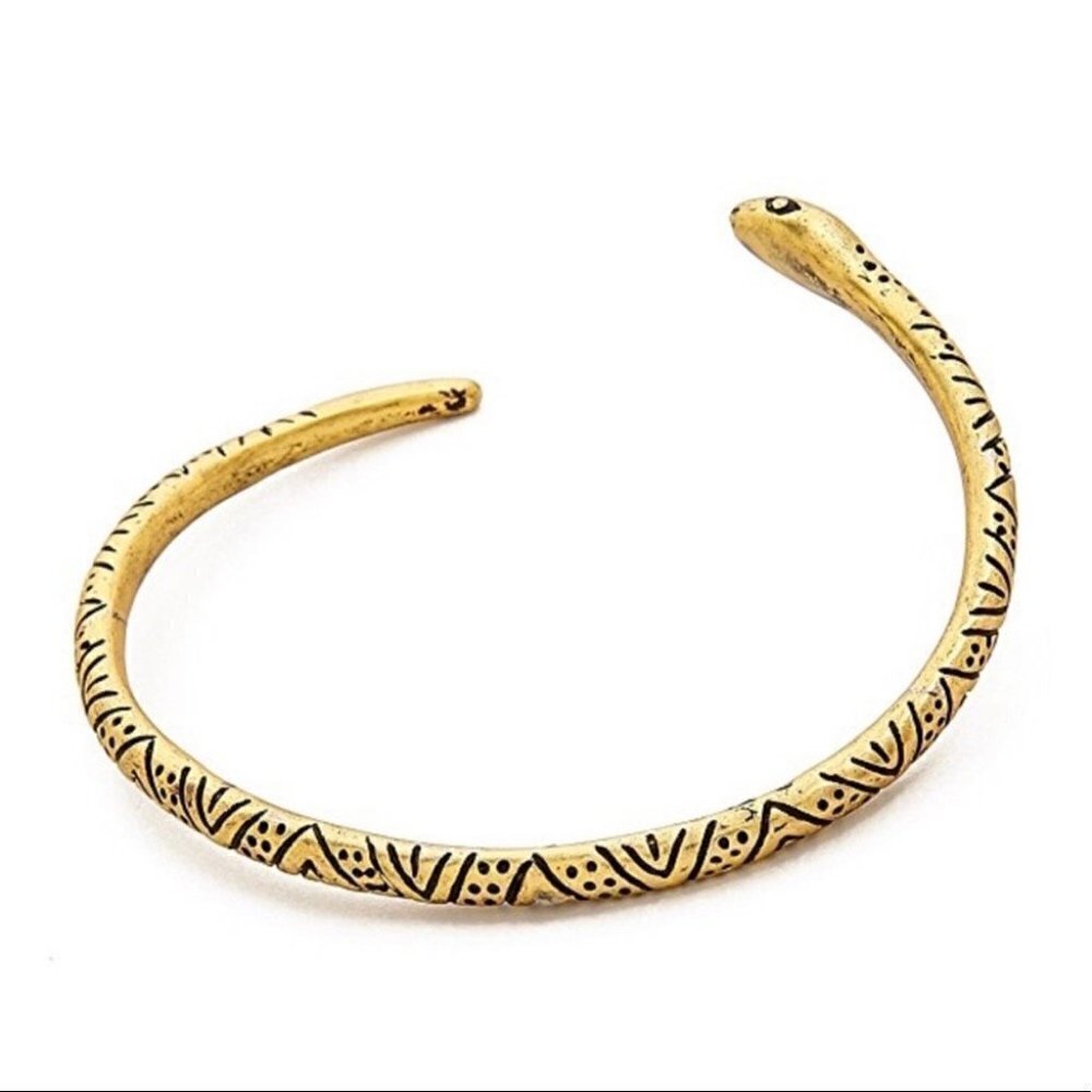 🐮🐮 NWT Madewell Gold Snake Cuff Brass Open End Bracelet - Picture 5 of 8